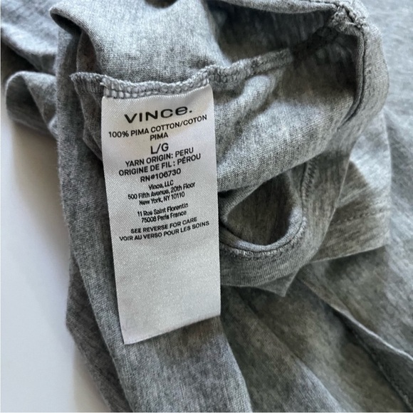 Vince Pima Cotton Essential V-Neck T-Shirt Heather Grey Size L - Picture 7 of 7